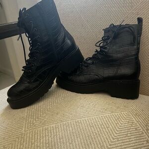 Steve Madden Black Combat Moto Boots